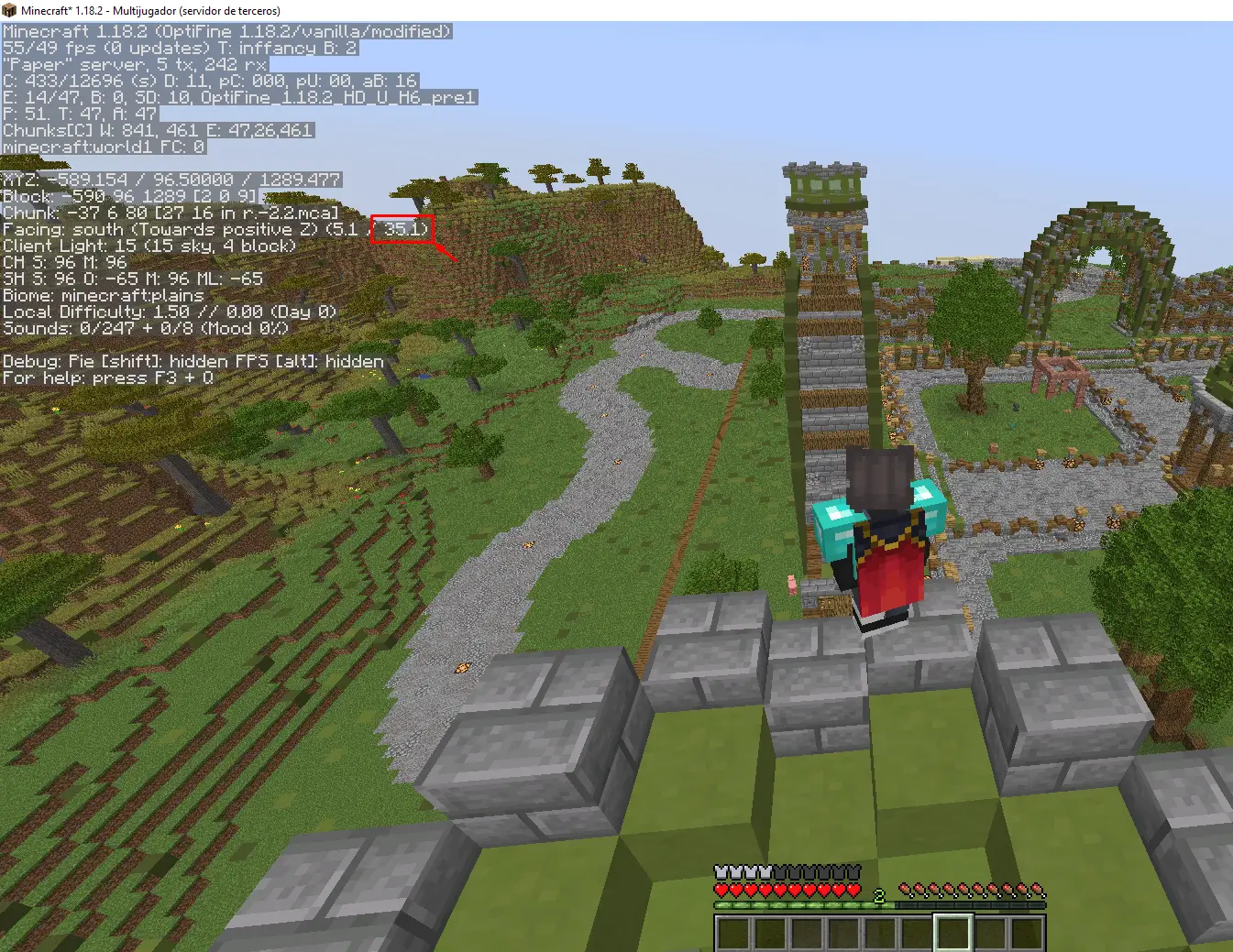 Here the space is already exceeded, so the backpack will be invisible only to the player wearing it; as soon as they look up again and do not exceed the number, it will return.